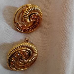 Vintage Daniel Reason Elegant Gold Spiral Earrings#stamped